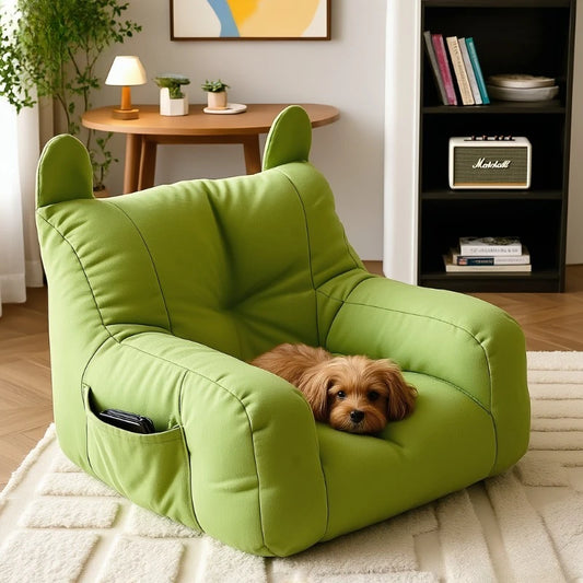 Cat Sofa Bed with Cartoon Design, Detachable Washable Pet Bed for Indoor Cats, Support Up To 2.72KG, Cozy Pet Furniture Gifts