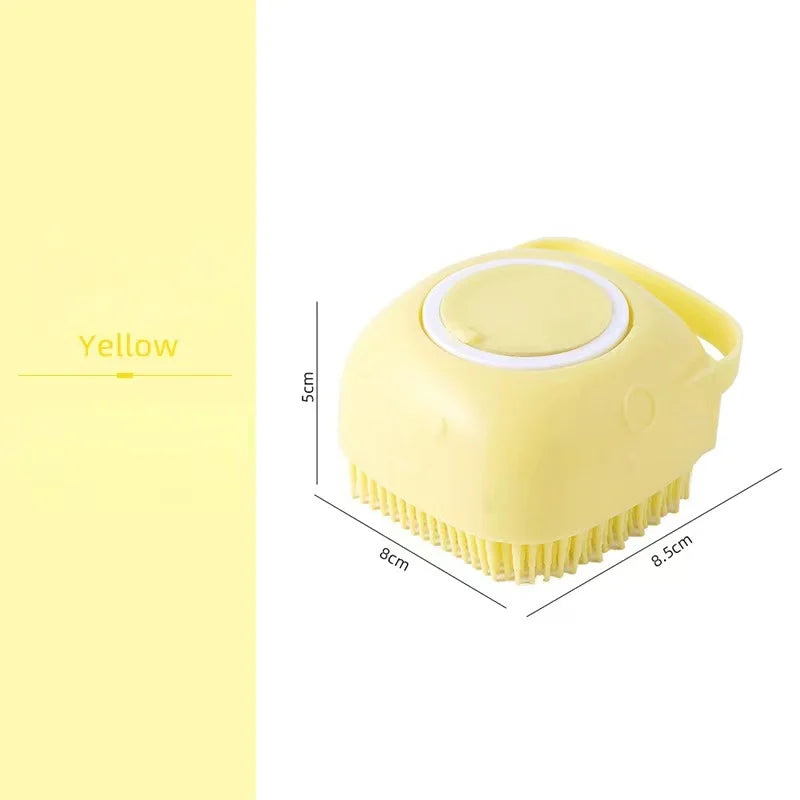 Pet Dog Shampoo Brush 2.7oz 80ml Cat Massage Comb Grooming Scrubber for Bathing Short Hair Soft Silicone Rubber