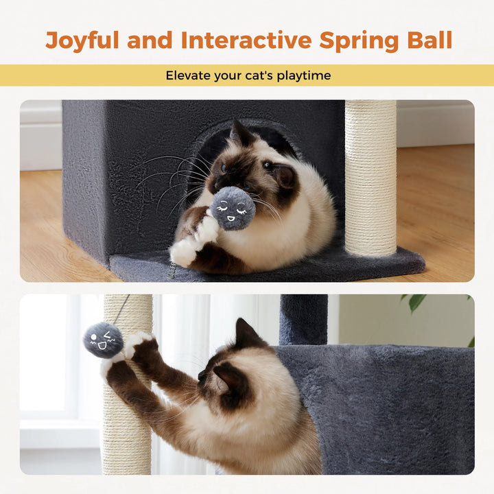 31.5" Modern Cat Tree Tower with Dual Large Condos for Kitten ＆ Medium Size Cat Dark Gray