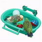 Bird Bath Tub Bowl Basin Hanging Birdbath Toy Pet Parrot Budgie Parakeet Cockatiel Cage Water Shower Food Feeder with Mirror Pet Supplies