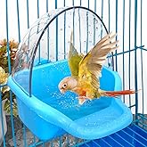 Bird Bath Tub Bowl Basin Hanging Birdbath Toy Pet Parrot Budgie Parakeet Cockatiel Cage Water Shower Food Feeder with Mirror Pet Supplies