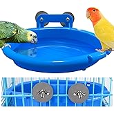 Bird Bath Tub Bowl Basin Hanging Birdbath Toy Pet Parrot Budgie Parakeet Cockatiel Cage Water Shower Food Feeder with Mirror Pet Supplies