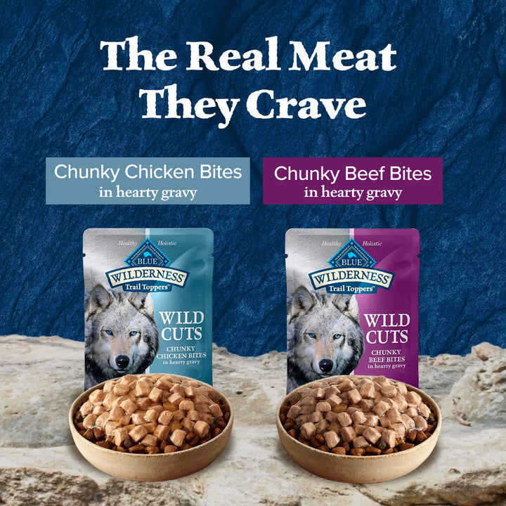 (4 Pack)  Wilderness Wild Cuts Wet Dog Food Toppers, Chicken & Beef, 3-Oz. (12 Count)