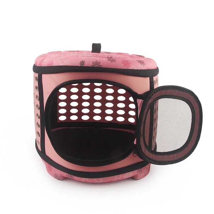 Travel Pet Bag Cat Flower Carriers Bags Breathable Pink Folding Small Dog Outdoor Shoulder Bag Folding Cats Carrying