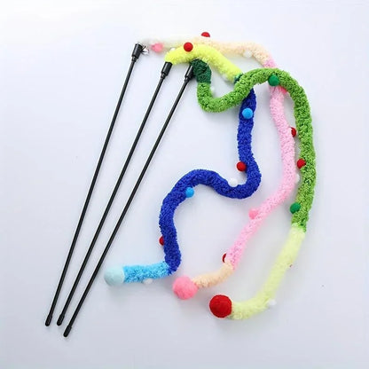 Pet Cat Interactive Teaser Toy Soft Plush Strip Wands Toys for Kitten Cats Play Pet Supplies for Fun And Exercise