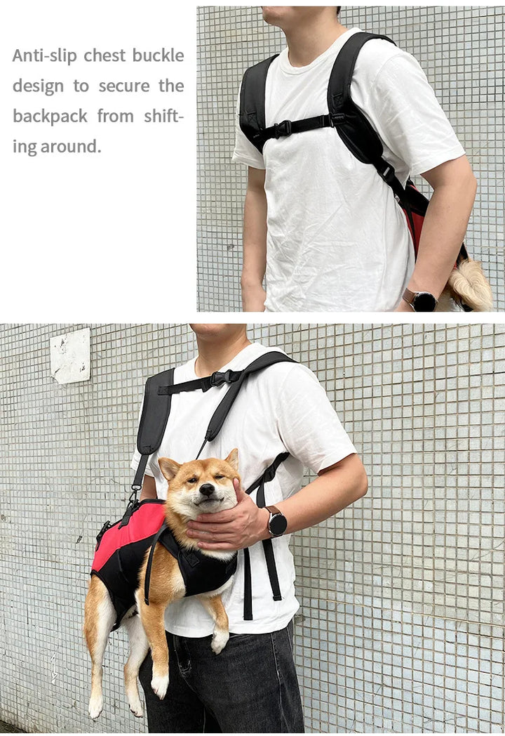 Pet Travel Backpack Shoulder Carrier Outdoor Hiking Walk Durable Comfortable Oxford Fabric Dog Carrying Bag Strap Fixation Bag