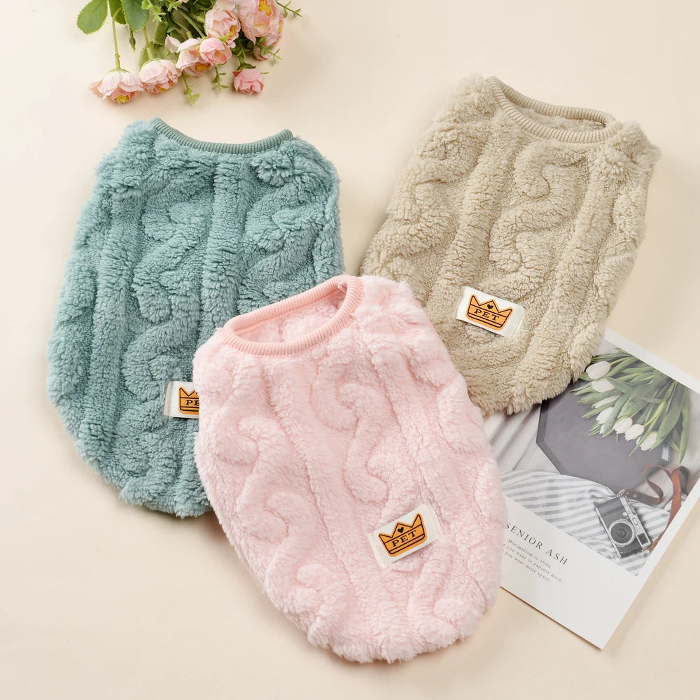 Fleece Warm Dog Cloth Sleeveless Soft Cozy Plush Vest Puppy Winter Overall for Small Medium Pet Sweatshirt  for Dog and Cat