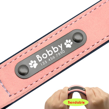 Leather Dog Collar Leash Custom Durable Leather Pet Collars and Leashes Walking Leads Strap Cusomized for Small Medium Large Dog