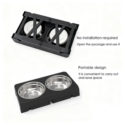 Elevated Dog Feeder Bowls Adjustable Raised Stand with Double Stainless Steel Food Water Bowls Small Medium Large Dogs