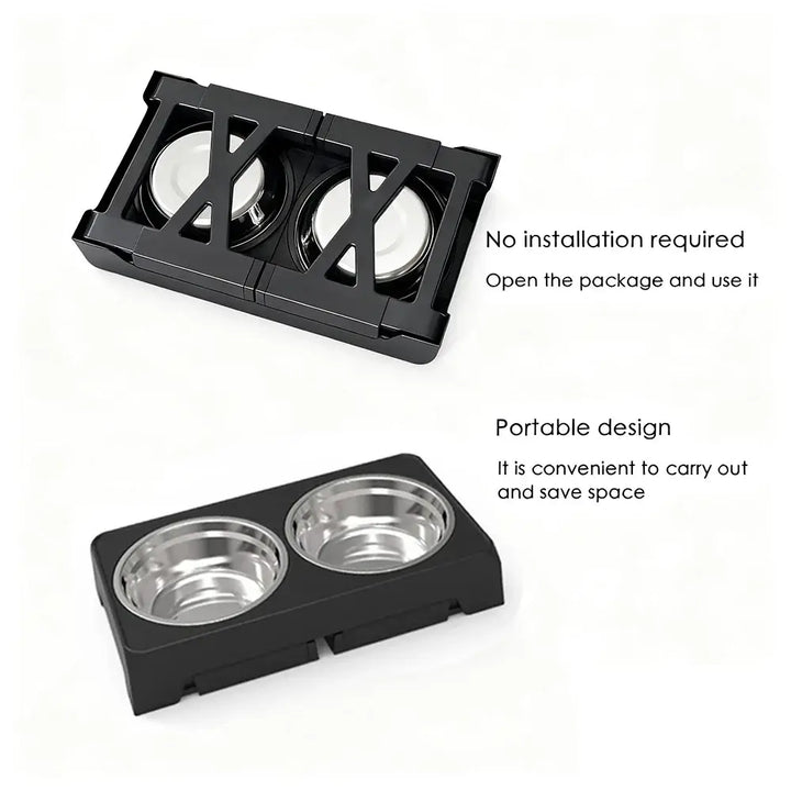 Elevated Dog Feeder Bowls Adjustable Raised Stand with Double Stainless Steel Food Water Bowls Small Medium Large Dogs