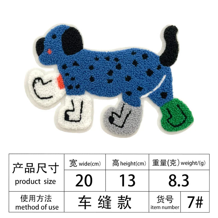 Large Long Dog New Towel Cartoon Animal Decorative Cloth Patch Clothes Accessories Embroidery DIY Patches for Clothing Sewing