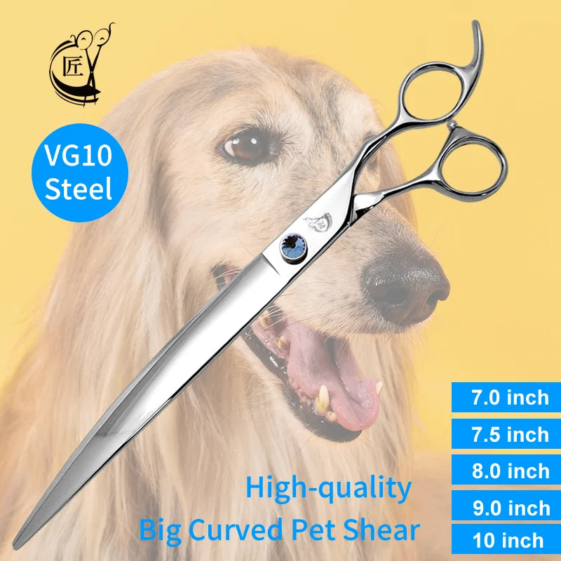 Crane Big Curved Pet Scissors 7.0/7.5/ 8/ 9/ 10 Inch For Dog Grooming Cutting High Quality Shears Large Dog Grooming VG10 Steel