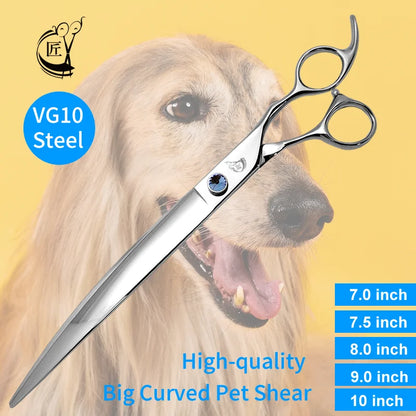 Crane Big Curved Pet Scissors 7.0/7.5/ 8/ 9/ 10 Inch For Dog Grooming Cutting High Quality Shears Large Dog Grooming VG10 Steel