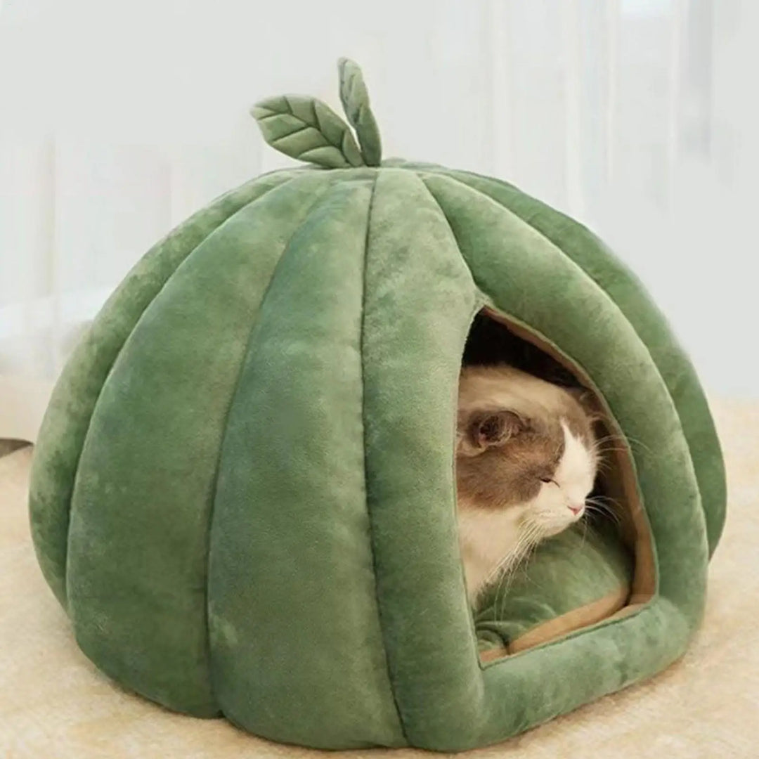 Cat Beds For Indoor Cats Pumpkin Cat House Enclosed Cat Bed Cat Cave Thickened Halloween Pet Bed Cat Hideaway For Kittens Small