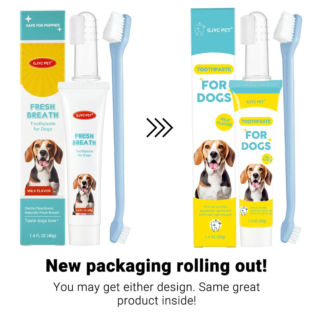 Dog Cat Dental Care Kit Milk Toothpaste Toothbrush Deep Clean Freshens Breath Reduces Plaque Tartar Oral Care For All Breeds