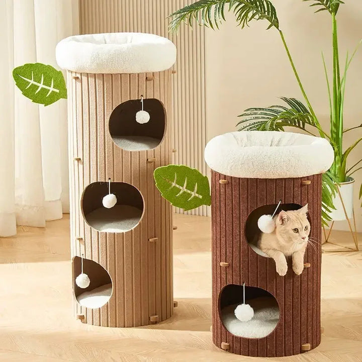 Multi-layer Felt Cat House Multi-function Tree Stump Cat House Wear-resistant Cat Scratching Board Pet Supplies Pet Furniture