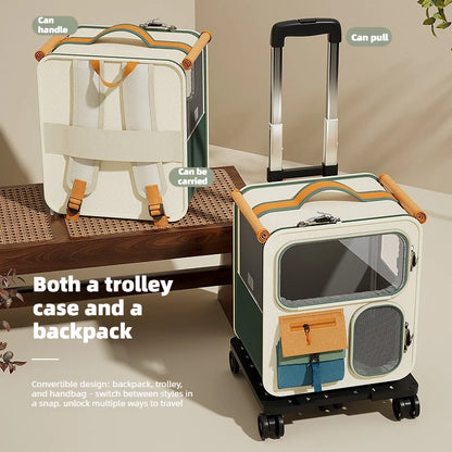 Rolling Cat Carrier with Wheels for Large Cats Small Dogs Up To 10kg  Ideal for Travel Walking and Camping Cat Handbag Dog Bag