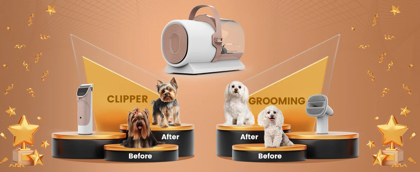 AIRROBO PG50 Dog Grooming Kit, 5 in 1 Dog Grooming Vacuum , 2.5L Dust, 11000Pa, Super Suction for Pet Hair, Low noise