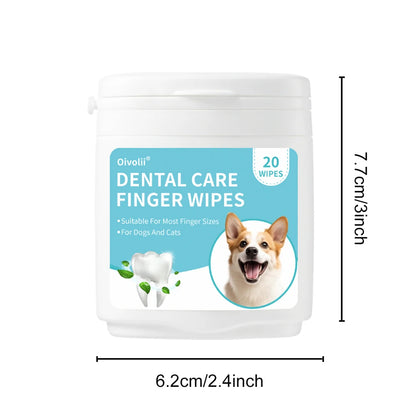 Pet Dental Finger Wipes for Dogs Cats Teeth & Gum Care Stain & Tartar Control Fresh Breath No-Rinse Disposable Oral Care