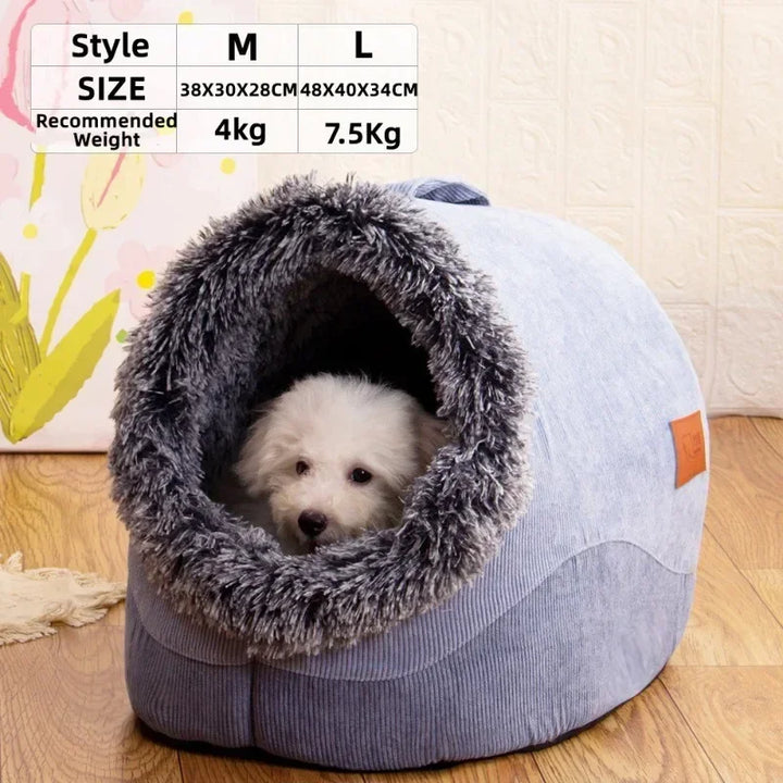 Pet House for Small Dog Cat Bed House Portable Enclosed Plush Pet Kitten Nest Winter Warm Soft Pet Cave Kennel Deep Sleep Sofa