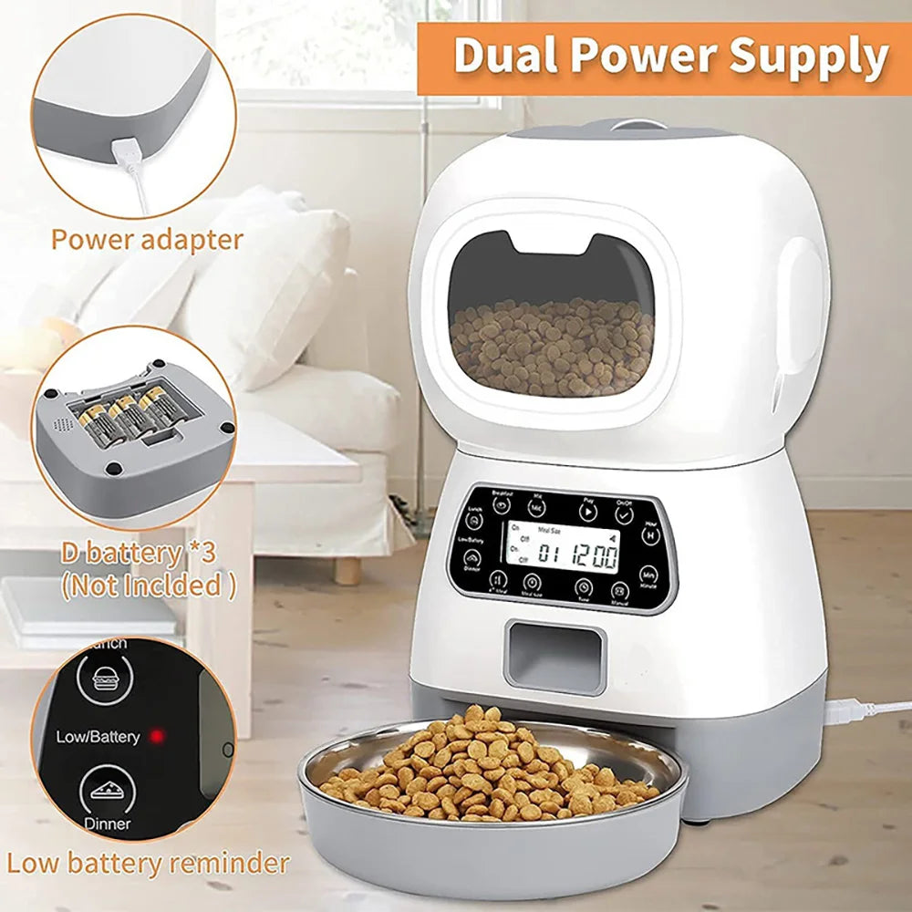 3.5L Automatic Pet Feeder Smart Food Dispenser for Cats Dogs Timer Stainless Steel Bowl Auto Cat Dogs WIFI Feeding Pet Supplies