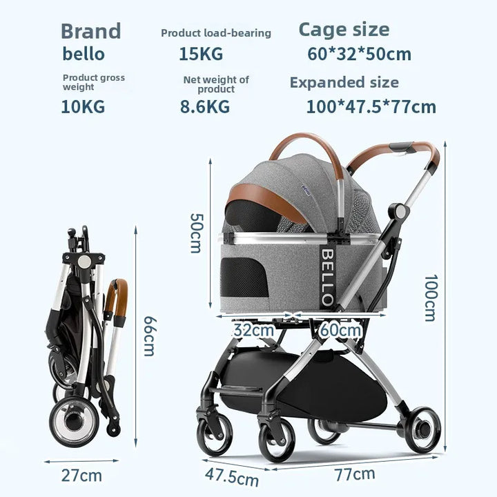 Pet Stroller Cats Dogs Carrier Wheels Supplies Portable Foldable Trolley Pet Outdoor Travel Products Accessories Dogs Stroller