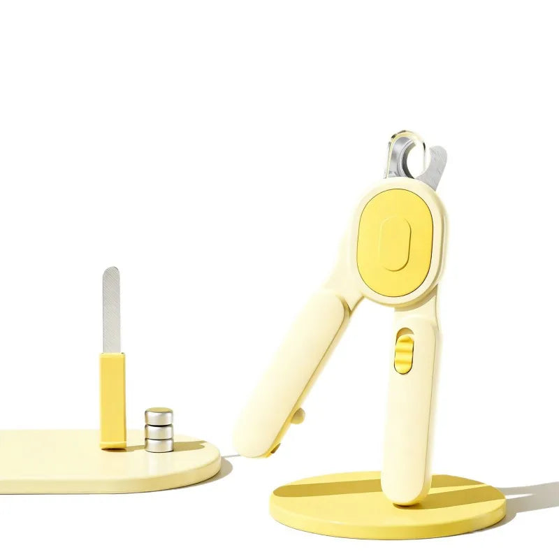 LED Light Pet Nail Clipper with File Anti-cut Bloodline Anti-splash Trimmer Safe Grooming Tool for Cat Kitten Precise Claw