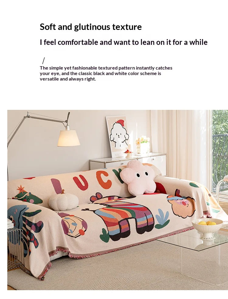 Home Living Room Sofas Covers Full Set With Tassel Furniture Cover 3 Seater And 2 Seater Set Prevent Cat Scratch Blanket
