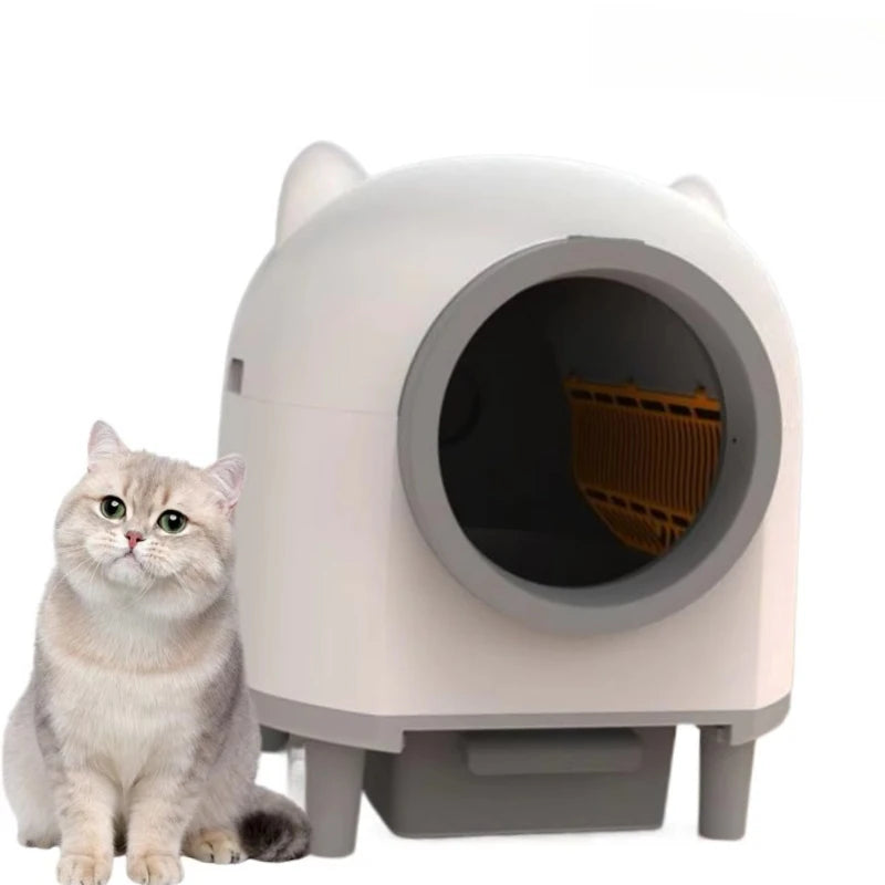 80L Self-Cleaning Cat Litter Box Quiet Automatic Operation Easy Clean For Large Cats Multi-Cat Homes