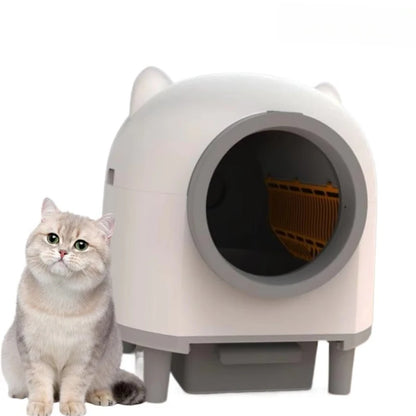 80L Self-Cleaning Cat Litter Box Quiet Automatic Operation Easy Clean For Large Cats Multi-Cat Homes