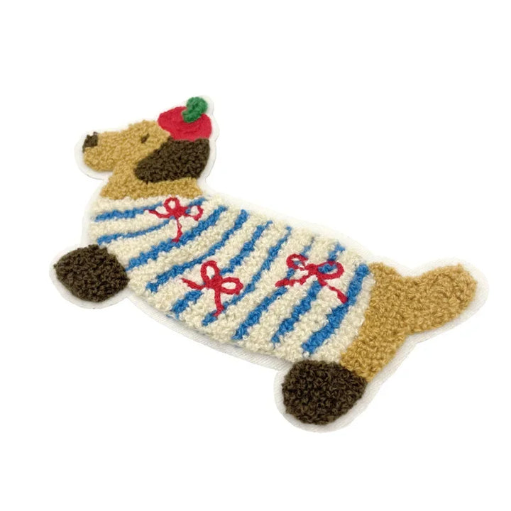 Large Long Dog New Towel Cartoon Animal Decorative Cloth Patch Clothes Accessories Embroidery DIY Patches for Clothing Sewing