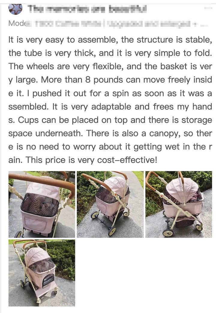 3-in-1 Pet Stroller for Cats & Dogs Detachable Carrier  Storage Basket One-Hand Fold & 4-Wheel Brakes  cat carrier dog carrier