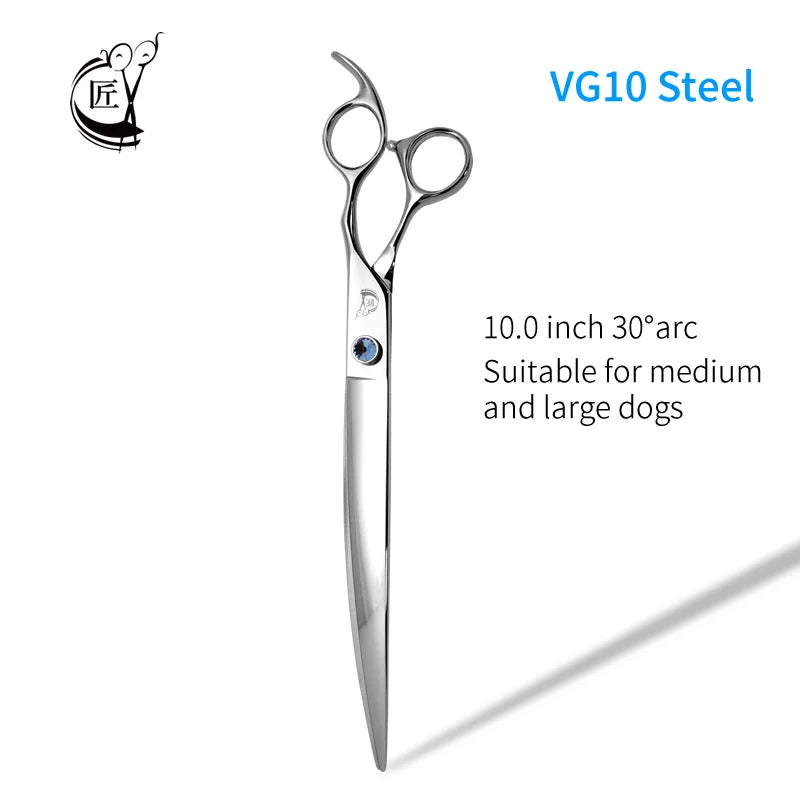 Crane Big Curved Pet Scissors 7.0/7.5/ 8/ 9/ 10 Inch For Dog Grooming Cutting High Quality Shears Large Dog Grooming VG10 Steel