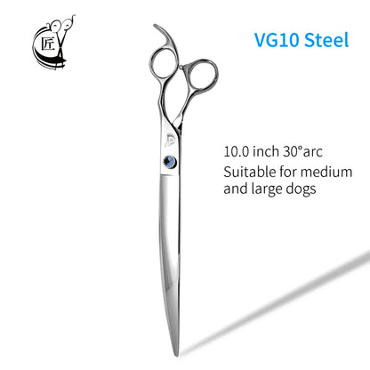 Crane Big Curved Pet Scissors 7.0/7.5/ 8/ 9/ 10 Inch For Dog Grooming Cutting High Quality Shears Large Dog Grooming VG10 Steel