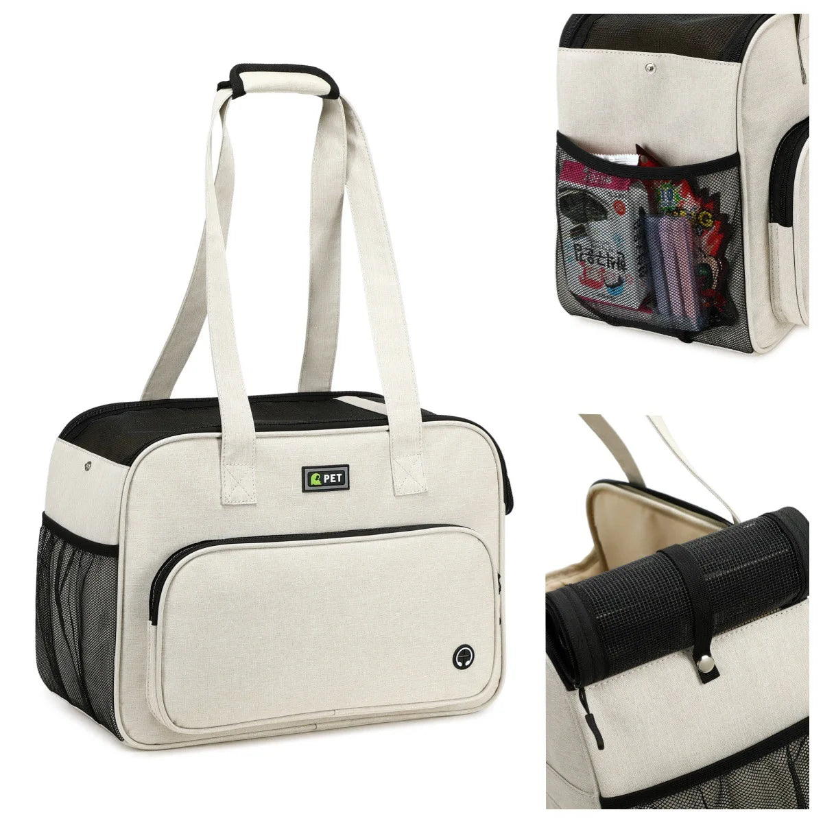 Pet carrier bag for cats and small dogs, portable handbag for outings, large-capacity pet carrier for puppies