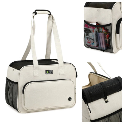 Pet carrier bag for cats and small dogs, portable handbag for outings, large-capacity pet carrier for puppies