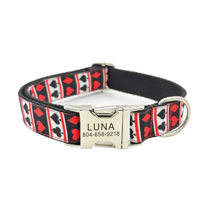 Free Engraving Personalized Dog Collars,Matching Leashes,Customized ID Name Contacts Muilti Design Adjustable Pet Collars