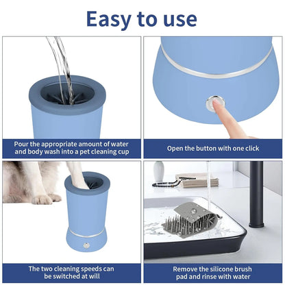 Paw Cleaner Massager Automatic Cleaner Portable Dog Paw Washer Electric Massager USB Rechargeable for Small To Medium Dogs Cats
