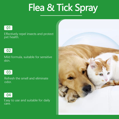 YEGBONG Flea Tick Spray Effective Insect Repellent Eliminate Odor Long Lasting Protection Gentle Ingredients Pet Flea Treatment
