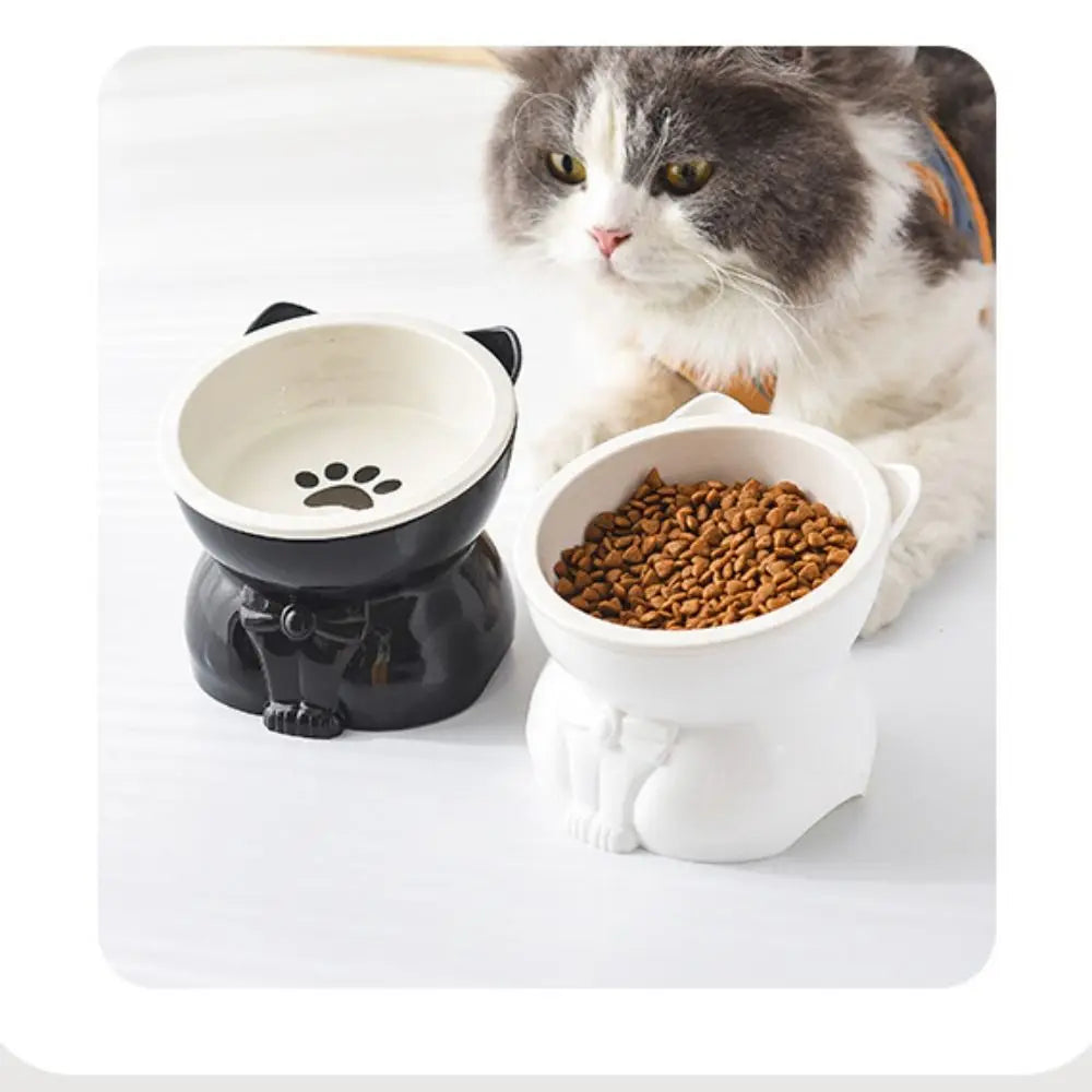 Pet Supplies Ceramic Cat Bowl Creative Slanted Mouth Dog Food Feeding Basin Non-slip Cute Pet Drinking Feeder Water Container