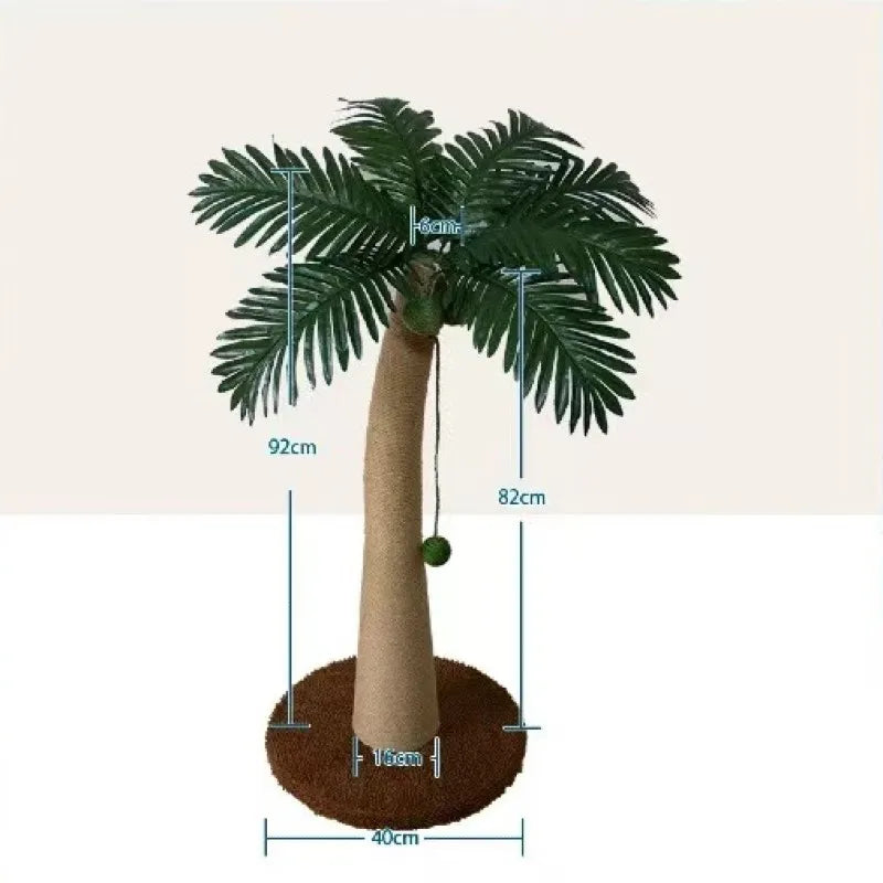 Coconut Tree Claw Sharpener Pole Interactive Cat Sisal Scratcher Natural Sisal Rope Cat Tree for Small Medium Cats