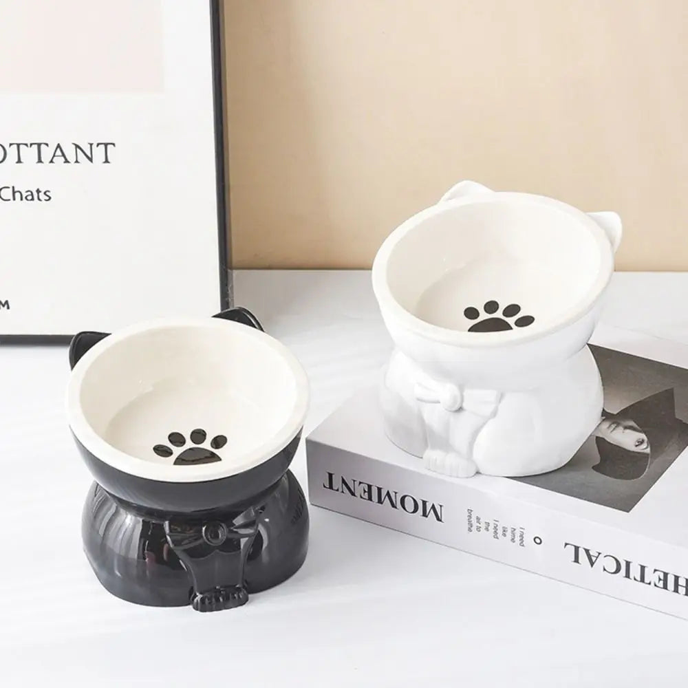 Pet Supplies Ceramic Cat Bowl Creative Slanted Mouth Dog Food Feeding Basin Non-slip Cute Pet Drinking Feeder Water Container