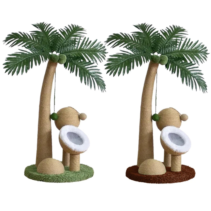 Coconut Tree Claw Sharpener Pole Interactive Cat Sisal Scratcher Natural Sisal Rope Cat Tree for Small Medium Cats
