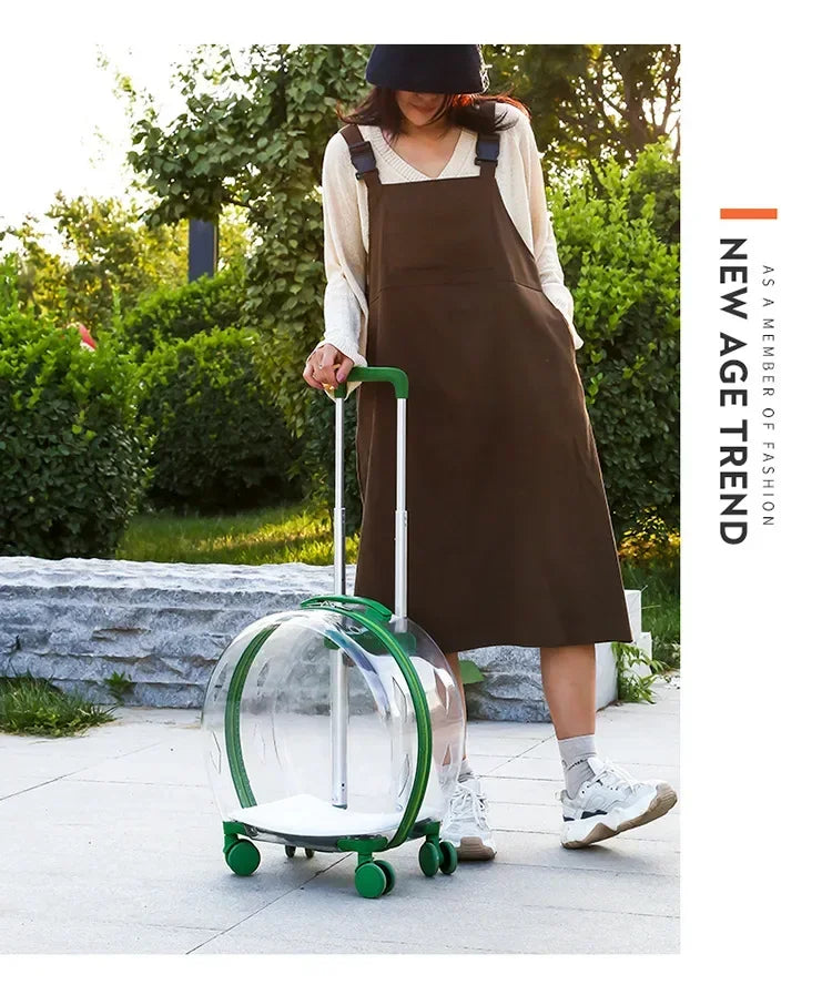 Puppy Move Trolley Cat Carriers Transparent Pet Backpack Animal Transportation and Goods for Travel Pet Supplies with Wheels