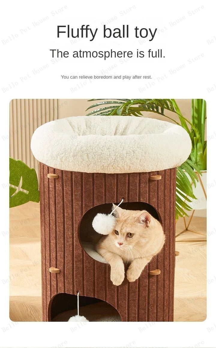Multi-layer Felt Cat House Multi-function Tree Stump Cat House Wear-resistant Cat Scratching Board Pet Supplies Pet Furniture