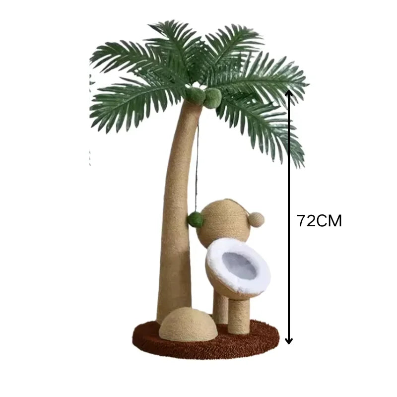 Coconut Tree Claw Sharpener Pole Interactive Cat Sisal Scratcher Natural Sisal Rope Cat Tree for Small Medium Cats