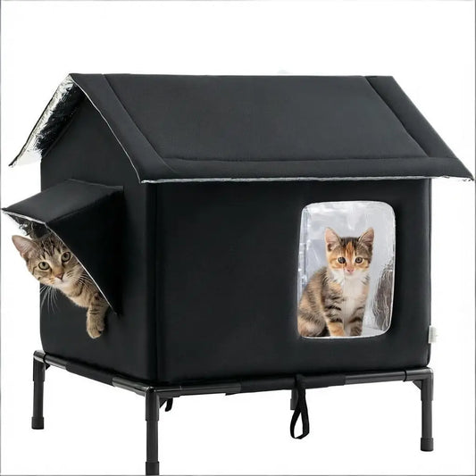 Elevated Pet House-Bed Moisture-Proof Design Cat House Weatherproof for Indoor or Outdoor Use Fits Small or Medium Pets