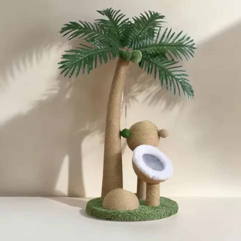 Coconut Tree Claw Sharpener Pole Interactive Cat Sisal Scratcher Natural Sisal Rope Cat Tree for Small Medium Cats