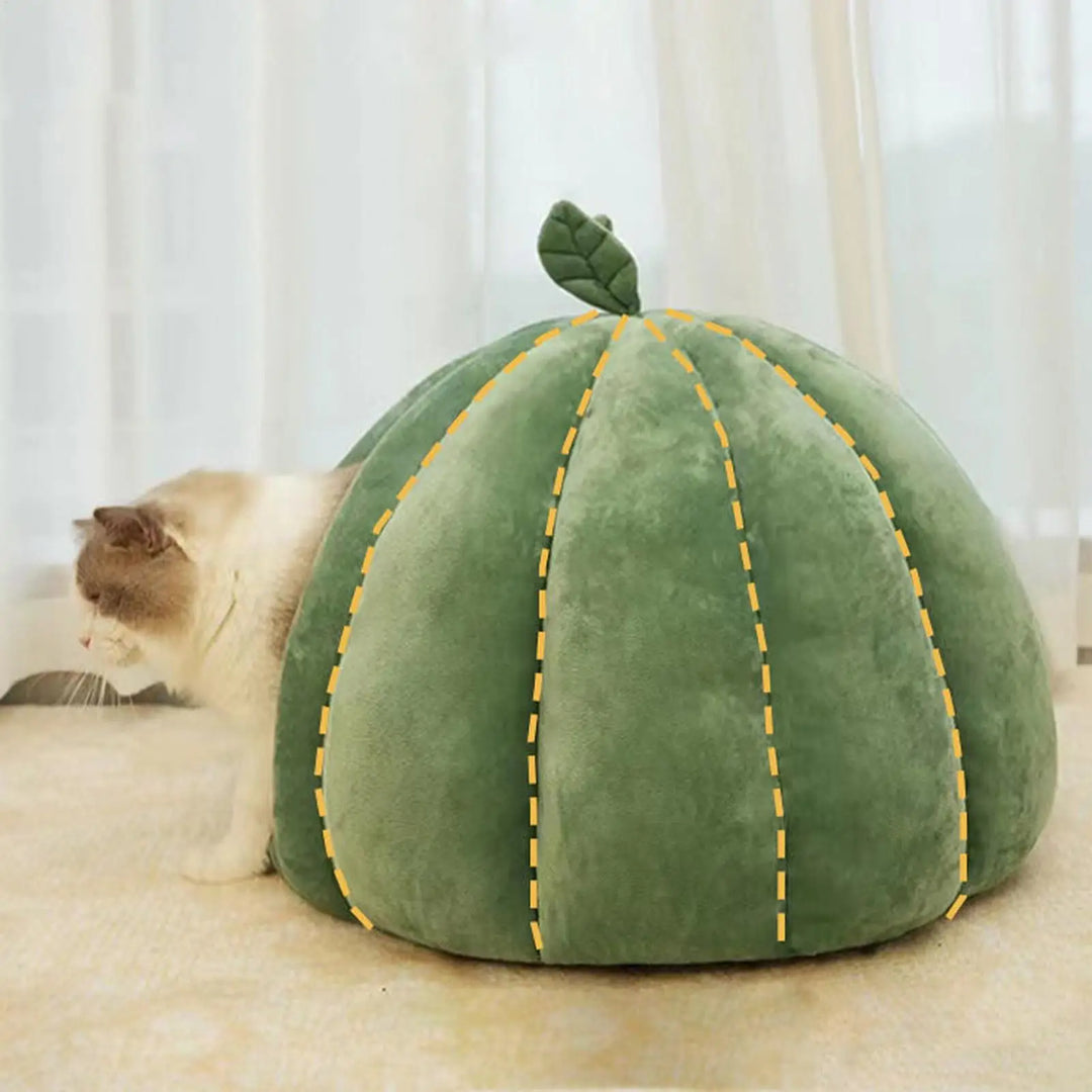 Cat Beds For Indoor Cats Pumpkin Cat House Enclosed Cat Bed Cat Cave Thickened Halloween Pet Bed Cat Hideaway For Kittens Small