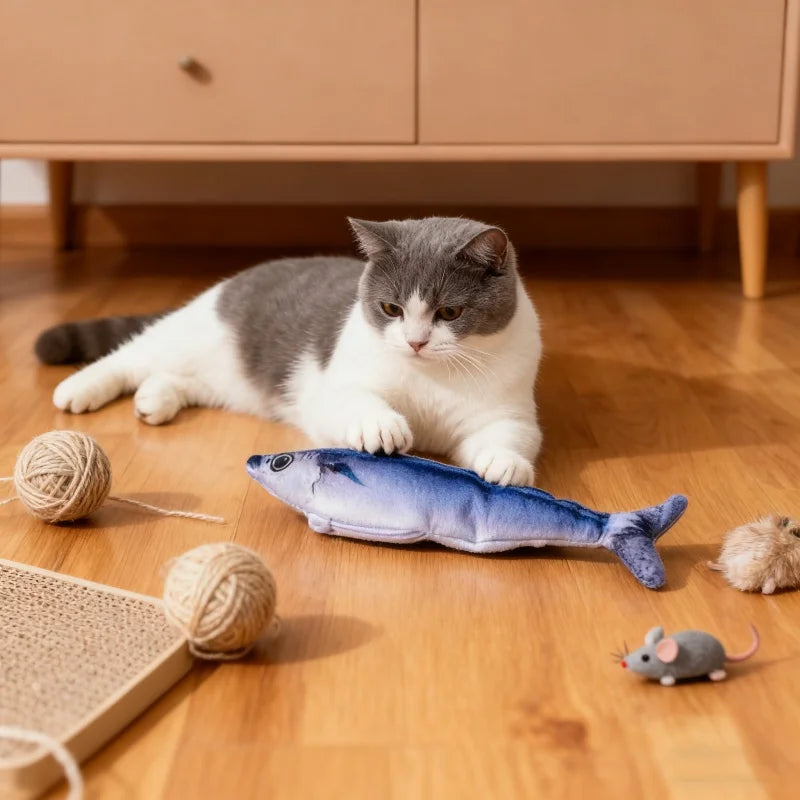 Electric Cat Toy Fish Pet Cat Toys Catnip Simulation Fish Swing Kitten Dance Fish Toy Funny Cats Playing Supplies USB Charging